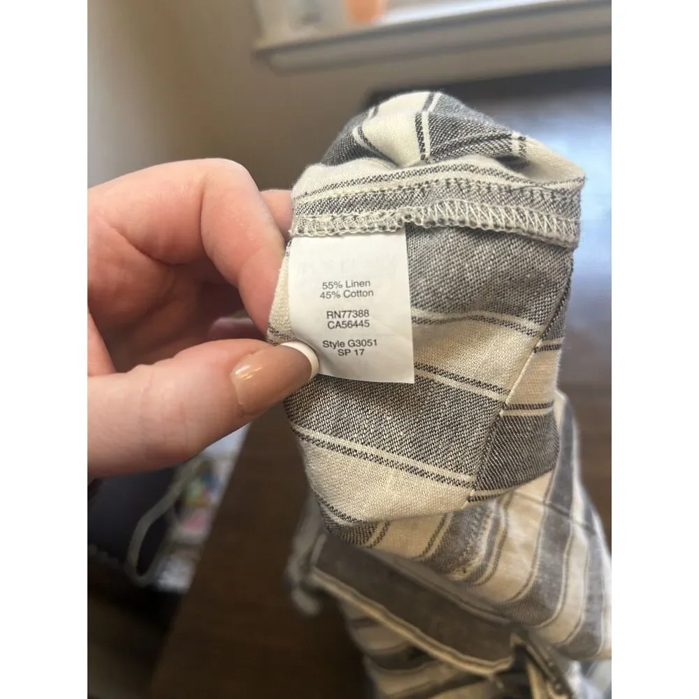 Madewell Coastal Nautical Striped Lace-Up Skirt Linen Blend Pockets Size 10 - Picture 4 of 6